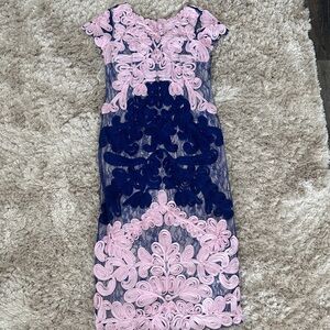 JS Collection size 8 Elegant Pink and Blue Lace Dress